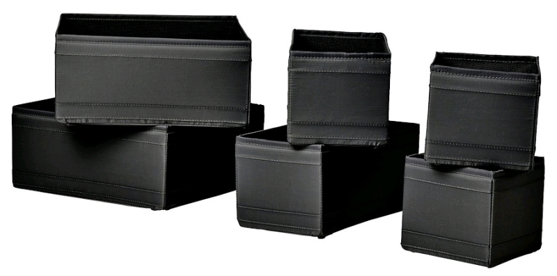 New Ikea 6-Pack Skubb Collapsible Storage Boxes (Black)