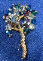 Vintage Tree of Life Multi Faceted Crystals & Rhinestones