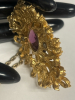 Vintage Statement Necklace Purple Oval Clear Rhinestones - 6