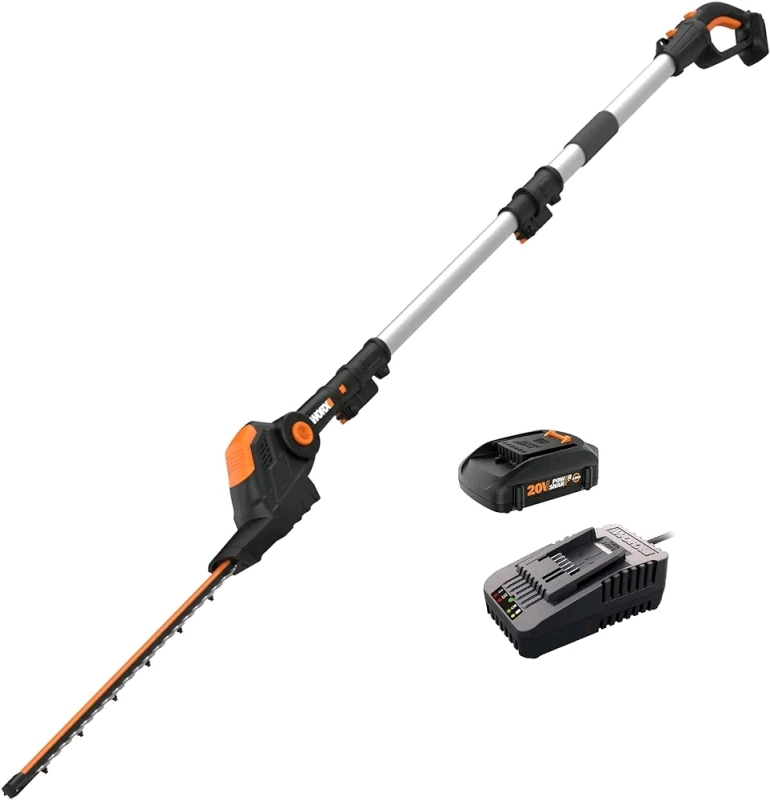 New , Open Box - WORX 20V Power Share 2-in-1 20" Cordless Hedge Trimmer w/Battery & Charger , Model # WG252 . Retail $230