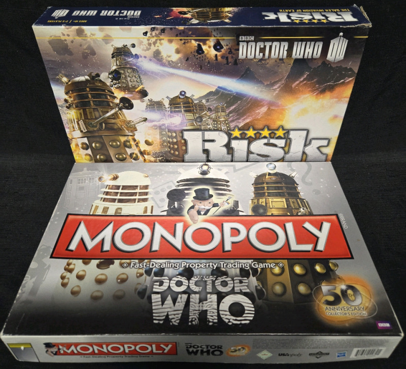 2 BBC Docter Who Themed Board Games | Lot Includes: Docter Who Monopoly & Docter Who Risk