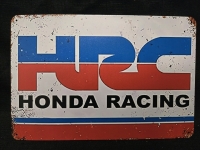 New | " Honda Racing" Metal Wall Sign ( 12" x 8" )