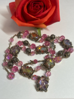 Vintage Amazing Givre Watermelon Contessa Pink Opal Pink Crystal Necklace