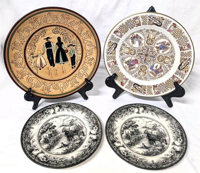 Vintage SPODE England The Iona Plate, Handpainted Pennsbury Pottery Pilgrims Plate & 2 Royal Stafford Earthenware Plates