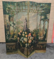 Vintage Painted 4 Panel Room Divider. Each Panel is 72" by 16"