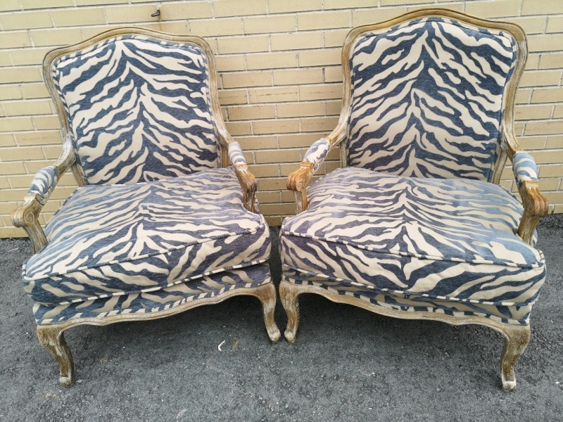 2 Vintage Animal Print Arm Chairs