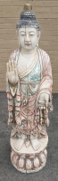 Vintage Wooden Chinese Style Sculpture. 50" Tall. Several Large Splits Present.