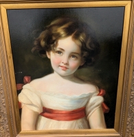 Vintage Framed Portrait Painting on Canvas. 29" by 33.5" with Frame.