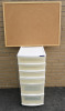 Gracious Living 6 Drawer Storage Tower on Wheels - 16.5" L, 13" W & 34.5"H + Cork Board