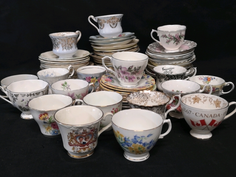 18 Assorted Vintage Tea Cups & 45 Assorted Vintage Saucers