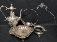 Silverplate Lot - Coffee Pot, Bridal Baskets +