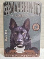 New | " German Shepherd, Life Is Short Enjoy Your Coffee" Metal Wall Sign ( 8" x 12 )