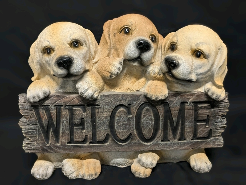 Adorable Puppy "Welcome" Sign | 15" x 4.5" x 12" Tall