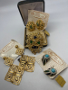 Amazing D&rsquo;Orlan Brutalist rhinestone Brooch Fancy Earrings