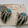 Amazing D&rsquo;Orlan Brutalist rhinestone Brooch Fancy Earrings - 2
