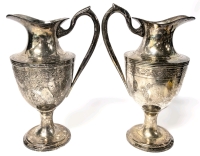 Twin Vintage Presumed Silver Plated Pitchers Made in India | 11.25" Tall ea