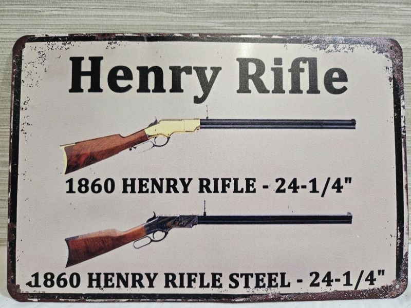 New | " Henry Rifles" Metal Wall Sign ( 8" x 12 )