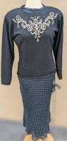 Vintage Size 14 Ralph Lauren 100% Silk Polka Dot Dress & Ladies Large Alfred Sung / Holt Renfrew Wool Mix Sweater