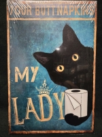 New | " Your But Napkins My Lady " Wooden Canvas Bathroom Wall Sign ( 8" x 12" )