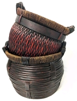 2 Large Wicker / Reed Baskets | 13.5" Diameter x 11.5" Tall & 14.5" Diameter x 10.25" Tall