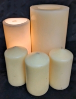 Real & Battery-Powered Pillar Candles (5 Total)