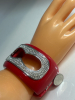 BUTLER Lucite Signed Fantastic Red Cuff Bangle Rhinestones - 5