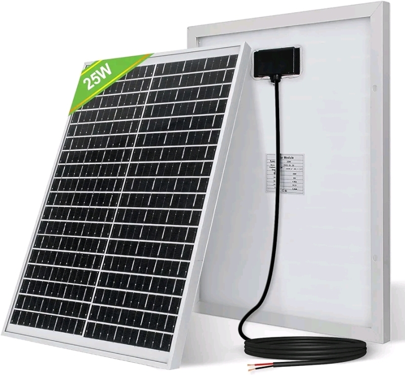 New - ECO-WORTHY Solar Panel 25W 12V Monocrystalline Waterproof Panel for Charging 12V Battery of RV Boat Trailer ATV Car or Powering 12V Light, Charing 12V Battery Pack and Other Off-Grid Applications