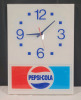 Pepsi-Cola Wall Clock . Measures 11 3/4"×16" . Battery Operated , Requires One (1) AA Battery . Tested Working