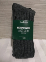 2 Pairs of New LL Bean Merino Wool Ragg Socks sz Medium (6-10)