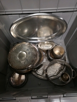 Large Vintage Silverplate Lot + Storage Tote