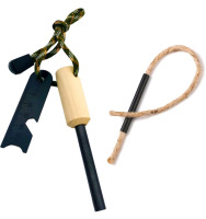 New Rxeazil | Ferro Rod Flint Fire Starter Kit with Handcrafted Wood Handle & Tinder Wick Bellow