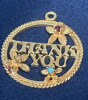 Signed 10K Yellow Gold Pendant Thank you with Stones - 5