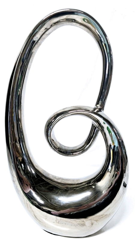 Abstract Silver Tone Looping Sculpture | 17" Tall