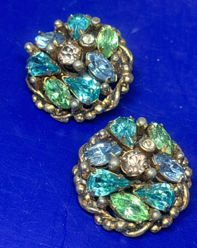 Barclay Signed Rhinestone Vintage Earrings