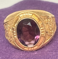 10K Yellow Gold Filled Oval Amethyst Stone Ring Adette