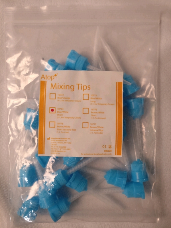 25 New Atop Dental Mixing Tips - 10774 Blue/White Short