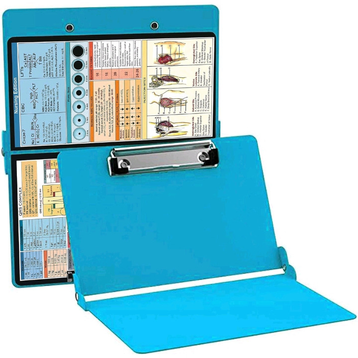 New | Light Blue Aluminum Folding Nuring Clipboard For Medical Students