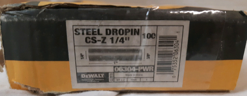 New 100pcs Dewalt | &frac14;" Steel Drop In Anchors * Retails for $40 * Model # CS-Z