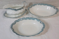 Vintage Johnson Bros. " Roth " Serving Bowls & Gravy Bowl , 4pcs. . No chips or cracks. Some wear to gold trim