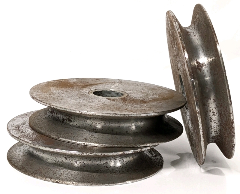 3 Heavy Solid Metal Single-Groove Pulleys | 1" Wide x 5" Diameter