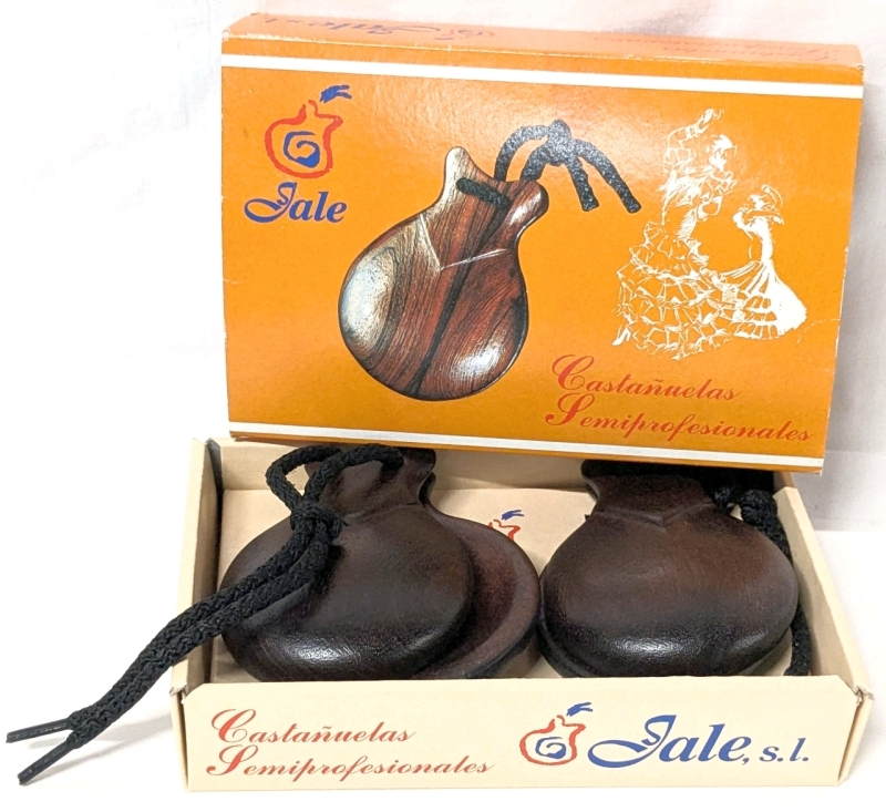 Set of 2 New Jale Semi-Professional Flamenco Wood Castanets | No. 8 IM. Bubinga Caoba | Made in Spain