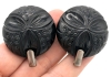 Vintage Silver Tone + Black Brooch & 2 Large Carved Black Bakelite Marque Deposee Buttons Converted to Have Hooks (?) - 3