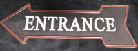 As New Arrow Entrance Metal Tin Sign 18"x6"