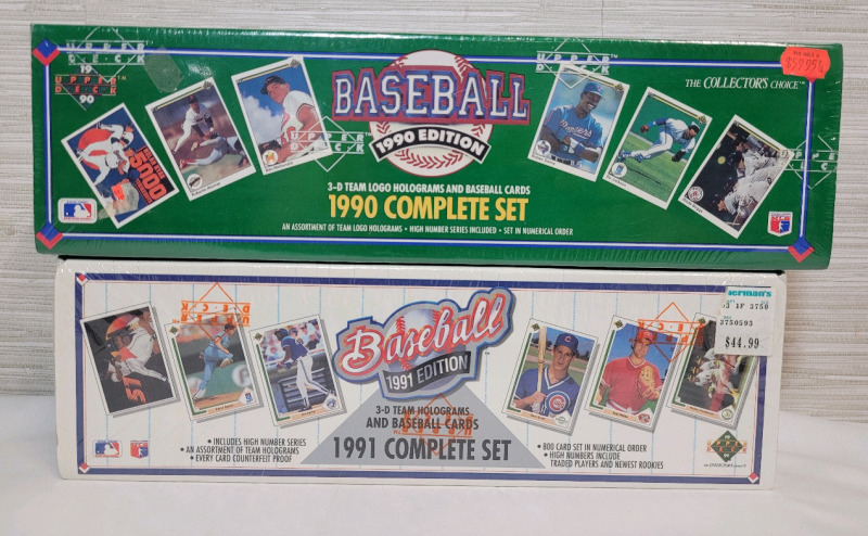 1990 & 1991 Upper Deck MLB Baseball Trading Card Complete Sets , Sealed