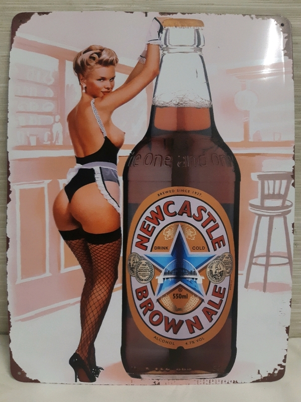 New | New Castle Brown Ale Metal Hanging Wall Sign ( 12" x 16" )