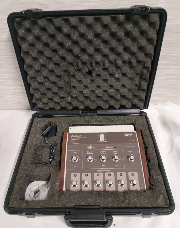 TENS EHM Codetron Professional Model 902C Transcutaneous Electrical Nerve Stimulator Box w/Case . Untested