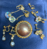 Vintage Earrings Brooch Crystals Rhinestones Some Sifned