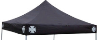 Used Once - 10' &times; 10' Black Outdoor Canopy Cover with Silver/Grey Maltese Crosses on Corners . Used One (1) Time