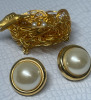 Wire Wrapped Vintage Bird Nest Brooch Faux Pearls Faux Pearl Earrings Pierced - 6