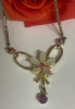 Vintage Red Siam Rhinestone Mother of Pearl Necklace - 5